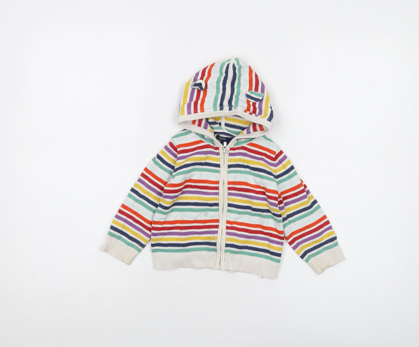 Gap Baby Multicoloured Striped Cotton Cardigan Jumper Size 18-24 Months Zip