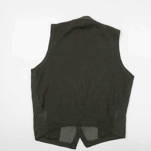 Kilspindie Mens Green V-Neck Wool Vest Jumper Size L Sleeveless