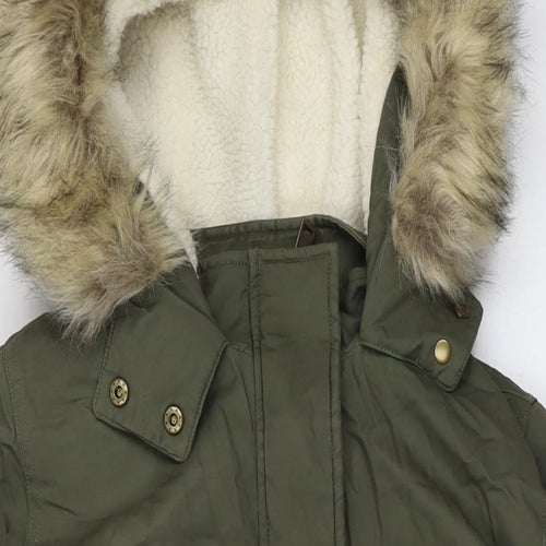 Marks and Spencer Womens Green Parka Jacket Size 16 Zip