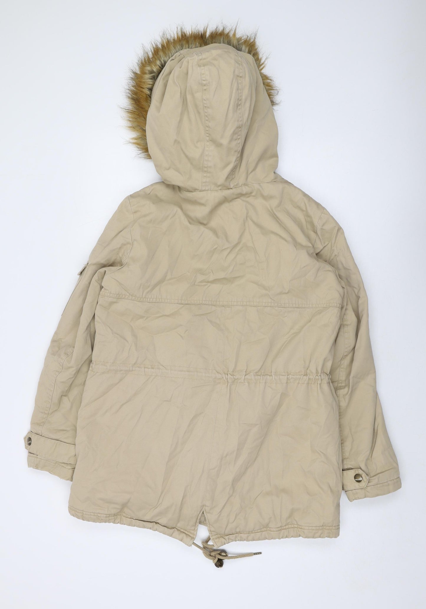 Pull&Bear Womens Beige Parka Jacket Size M Zip