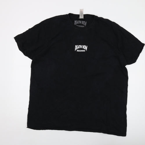 Death Row Mens Black Cotton T-Shirt Size L Crew Neck