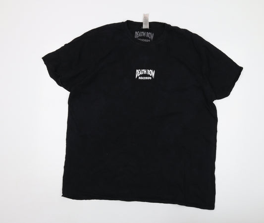 Death Row Mens Black Cotton T-Shirt Size L Crew Neck