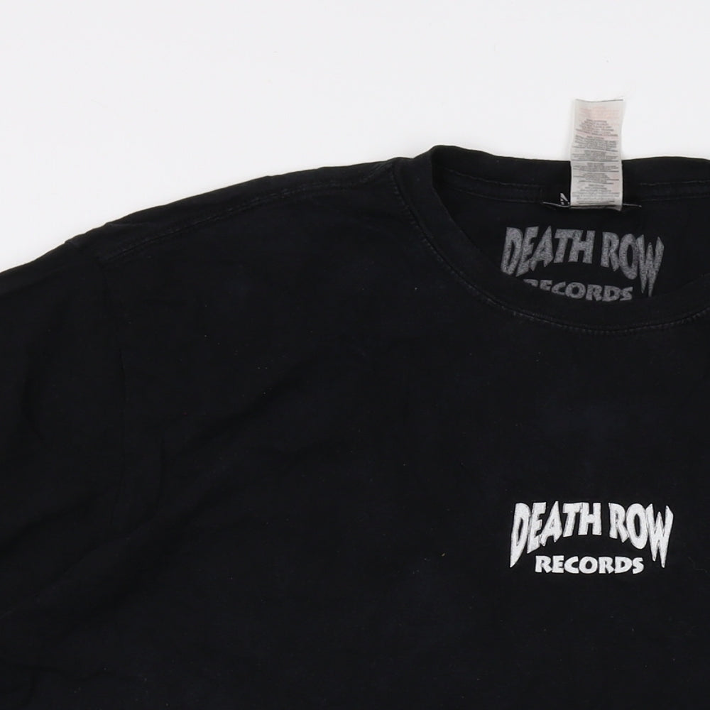 Death Row Mens Black Cotton T-Shirt Size L Crew Neck