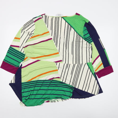 HEINE Womens Multicoloured Geometric Viscose Basic Blouse Size 18 V-Neck