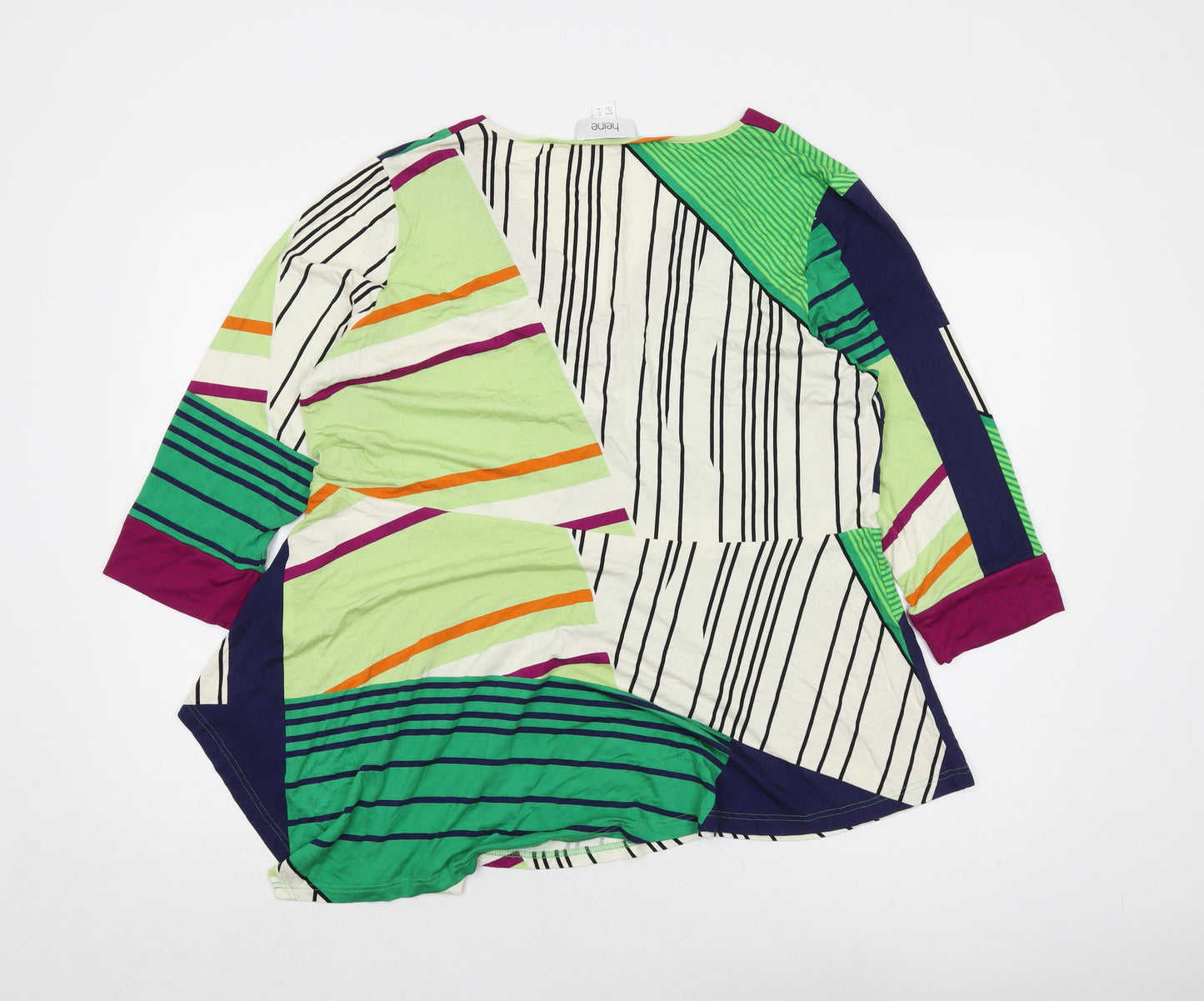 HEINE Womens Multicoloured Geometric Viscose Basic Blouse Size 18 V-Neck