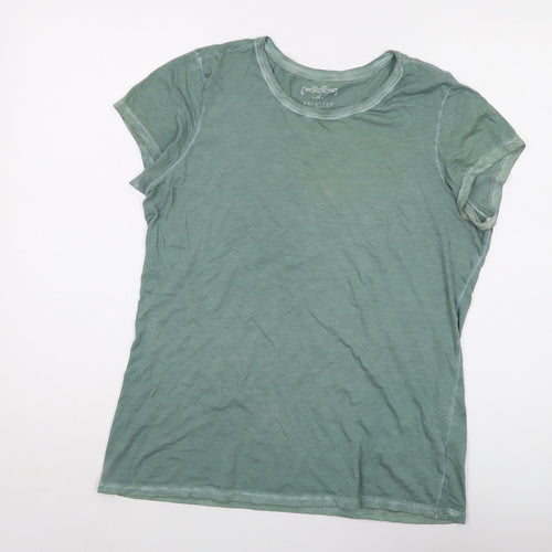 Peruvian Connection Womens Green Cotton Basic T-Shirt Size M Round Neck