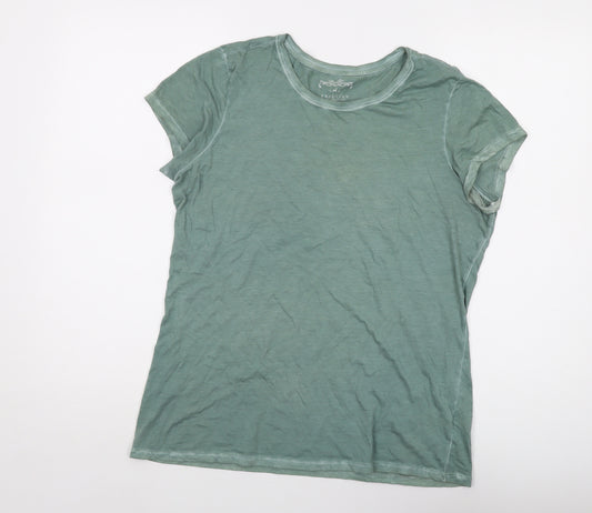 Peruvian Connection Womens Green Cotton Basic T-Shirt Size M Round Neck