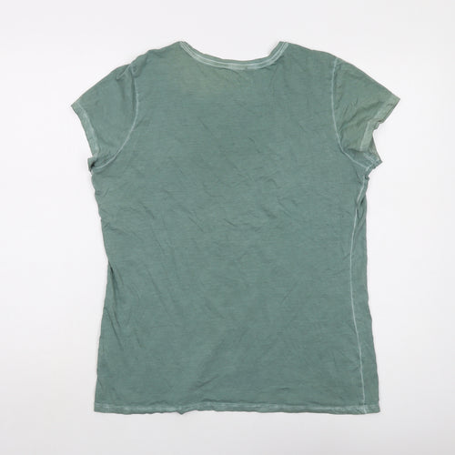 Peruvian Connection Womens Green Cotton Basic T-Shirt Size M Round Neck