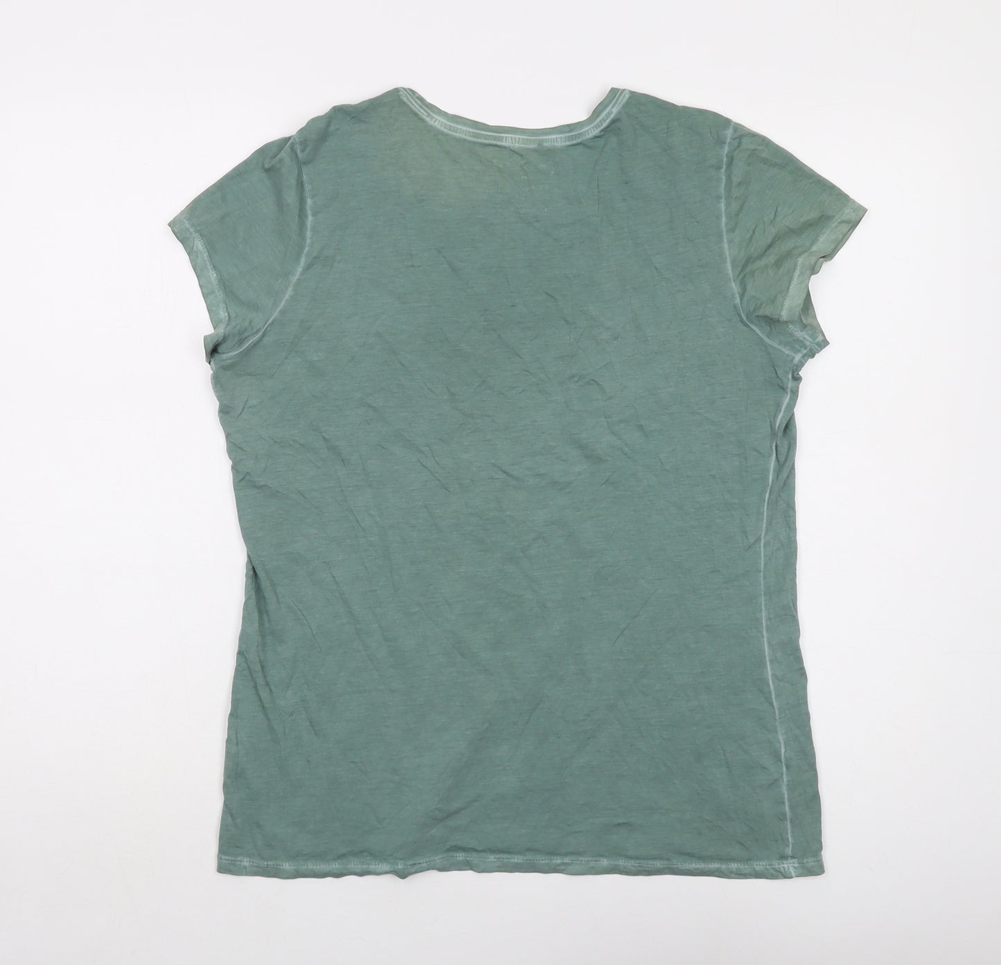 Peruvian Connection Womens Green Cotton Basic T-Shirt Size M Round Neck