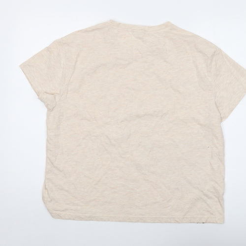 Winnie the Pooh Womens Beige Cotton Basic T-Shirt Size 16 Crew Neck