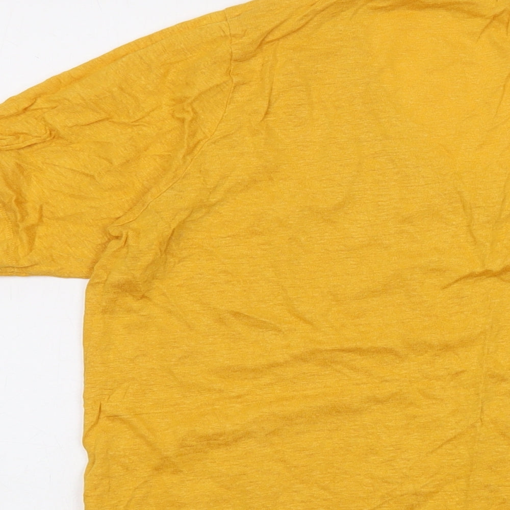 Fat Face Womens Yellow Linen Basic T-Shirt Size 14 V-Neck