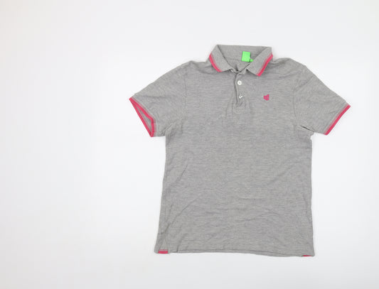 Gio-Goi Womens Grey Cotton Basic Polo Size S Collared