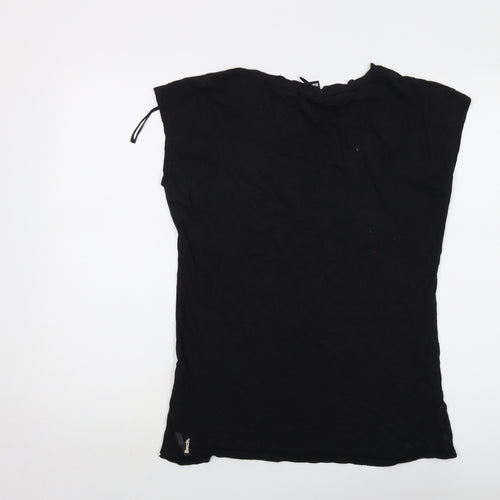 Bench Womens Black Cotton Basic T-Shirt Size M Round Neck