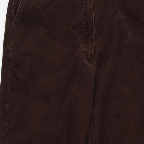Olsen Womens Brown Cotton Trousers Size 28 in L31 in Regular Button