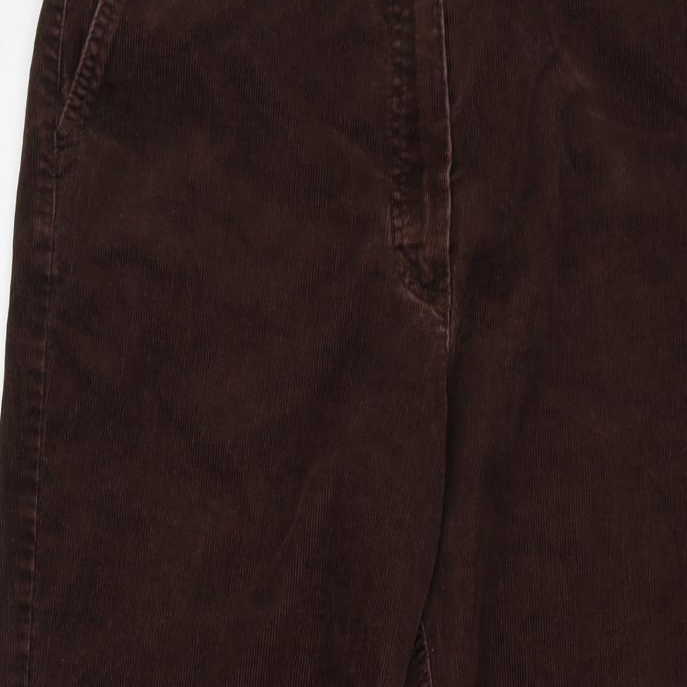 Olsen Womens Brown Cotton Trousers Size 28 in L31 in Regular Button