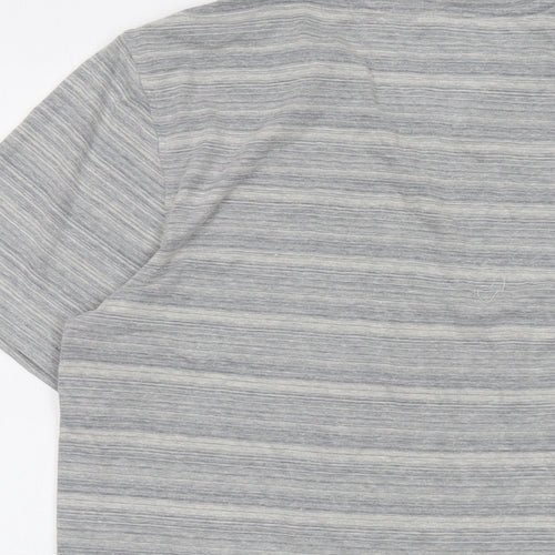 Red Herring Mens Grey Striped Cotton T-Shirt Size M Round Neck