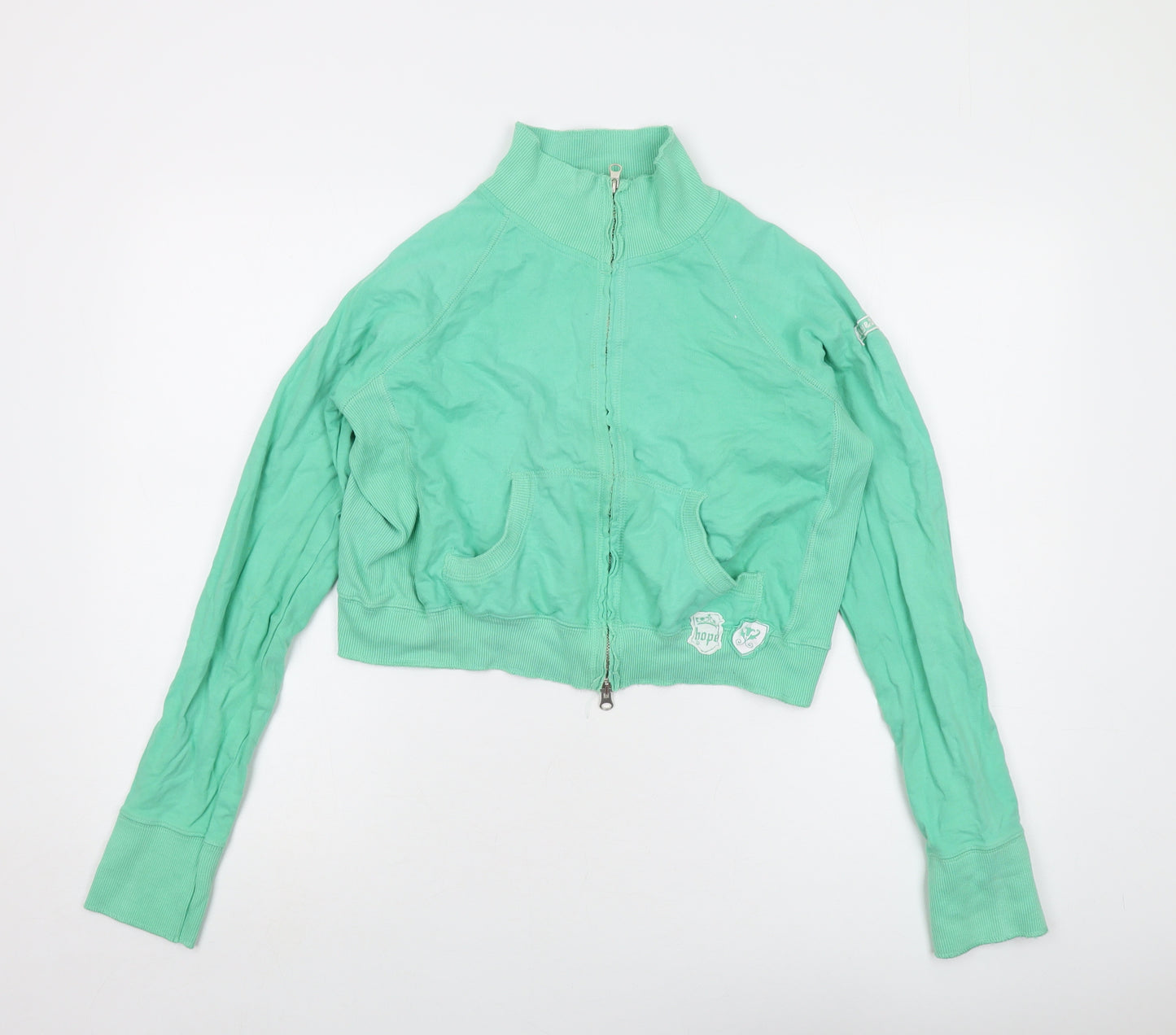 New Look Womens Green Cotton Full Zip Sweatshirt Size 16 Zip