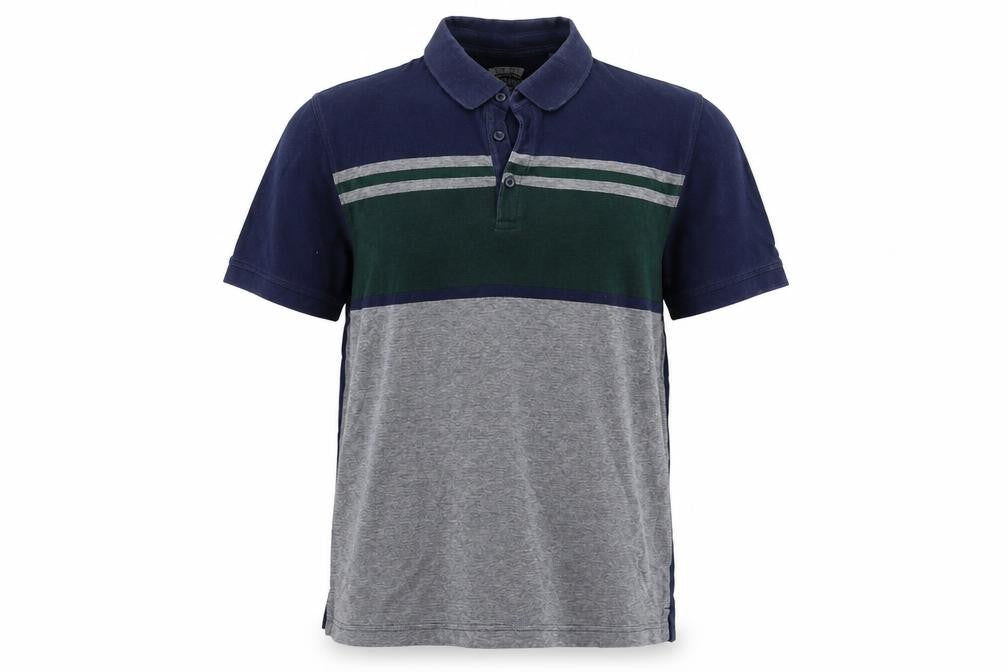 Front view of Red Herring men’s blue cotton polo, size M, collared button