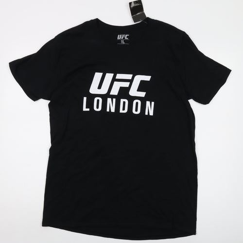 UFC Mens Black Cotton T-Shirt Size L Crew Neck