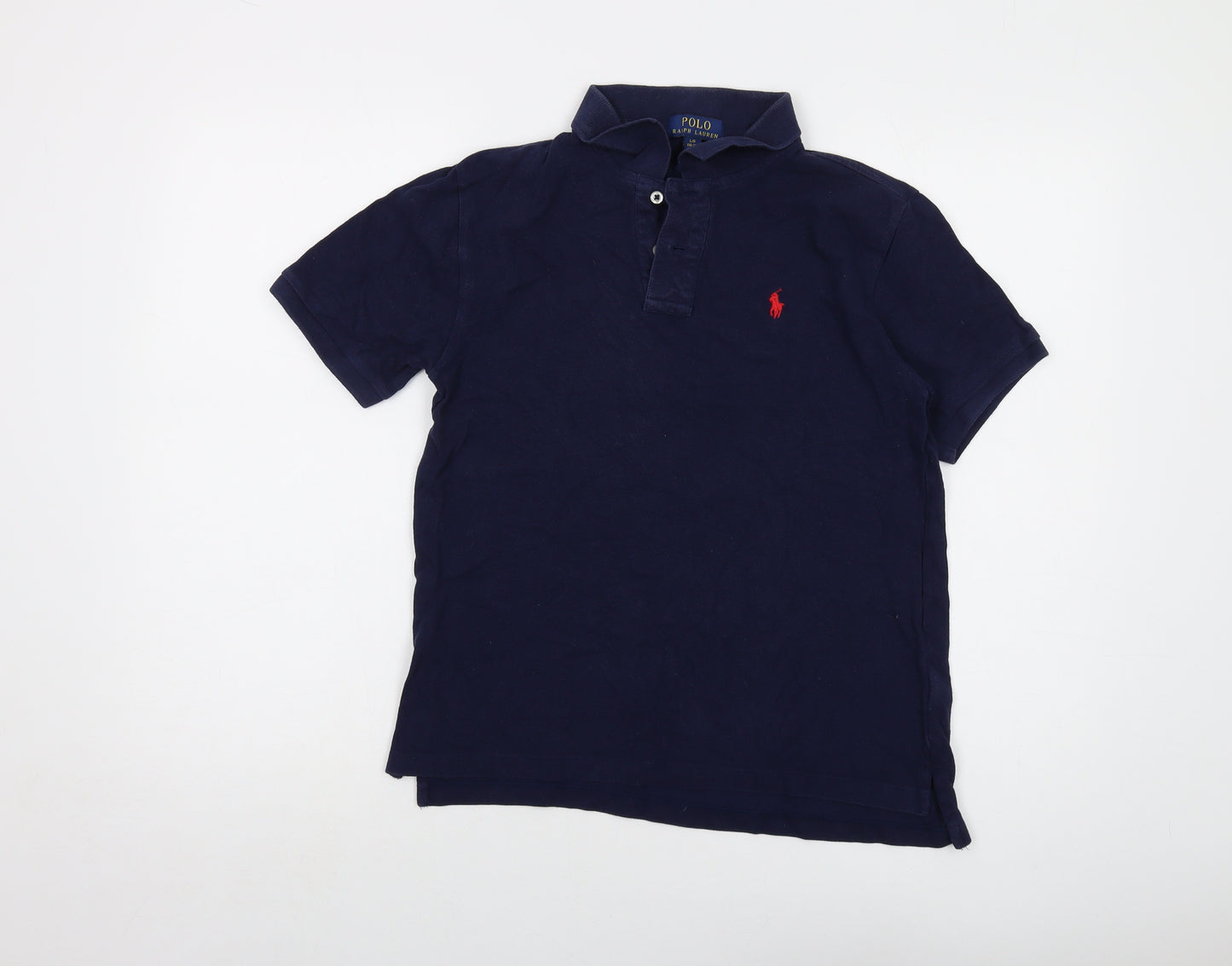 Polo Ralph Lauren Boys Blue Cotton Basic Polo Size 14-15 Years Collared Button