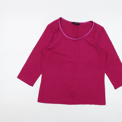 Hobbs Womens Pink Viscose Basic T-Shirt Size M Round Neck