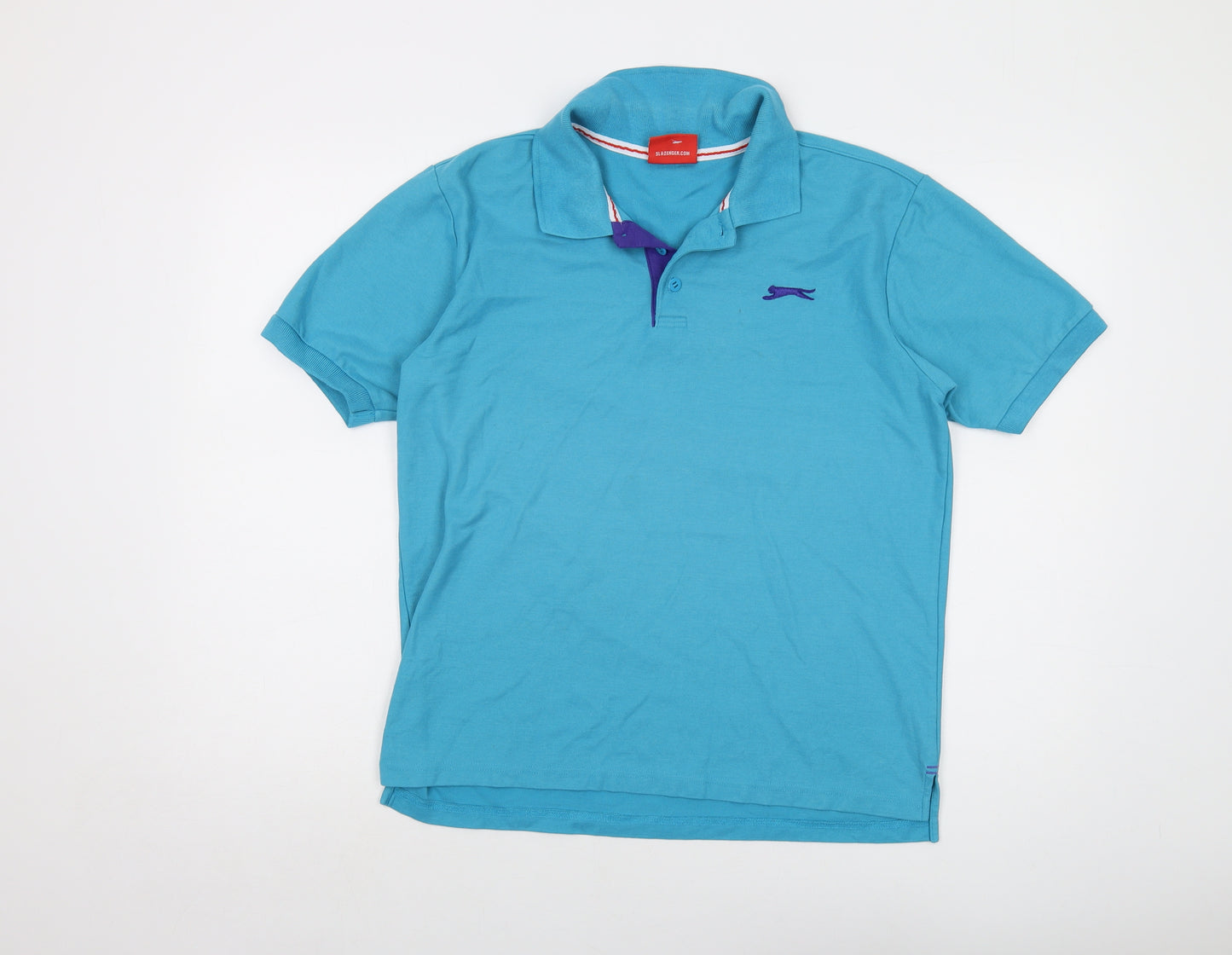 Slazenger Mens Blue Polyester Polo Size M Collared Button