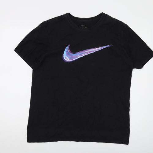 Nike Mens Black Cotton T-Shirt Size L Crew Neck