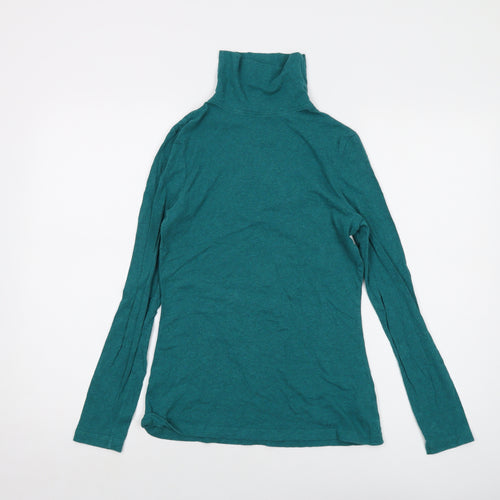 Seasalt Womens Green Cotton Basic T-Shirt Size 8 Roll Neck