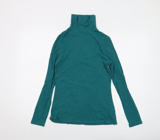 Seasalt Womens Green Cotton Basic T-Shirt Size 8 Roll Neck