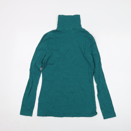 Seasalt Womens Green Cotton Basic T-Shirt Size 8 Roll Neck