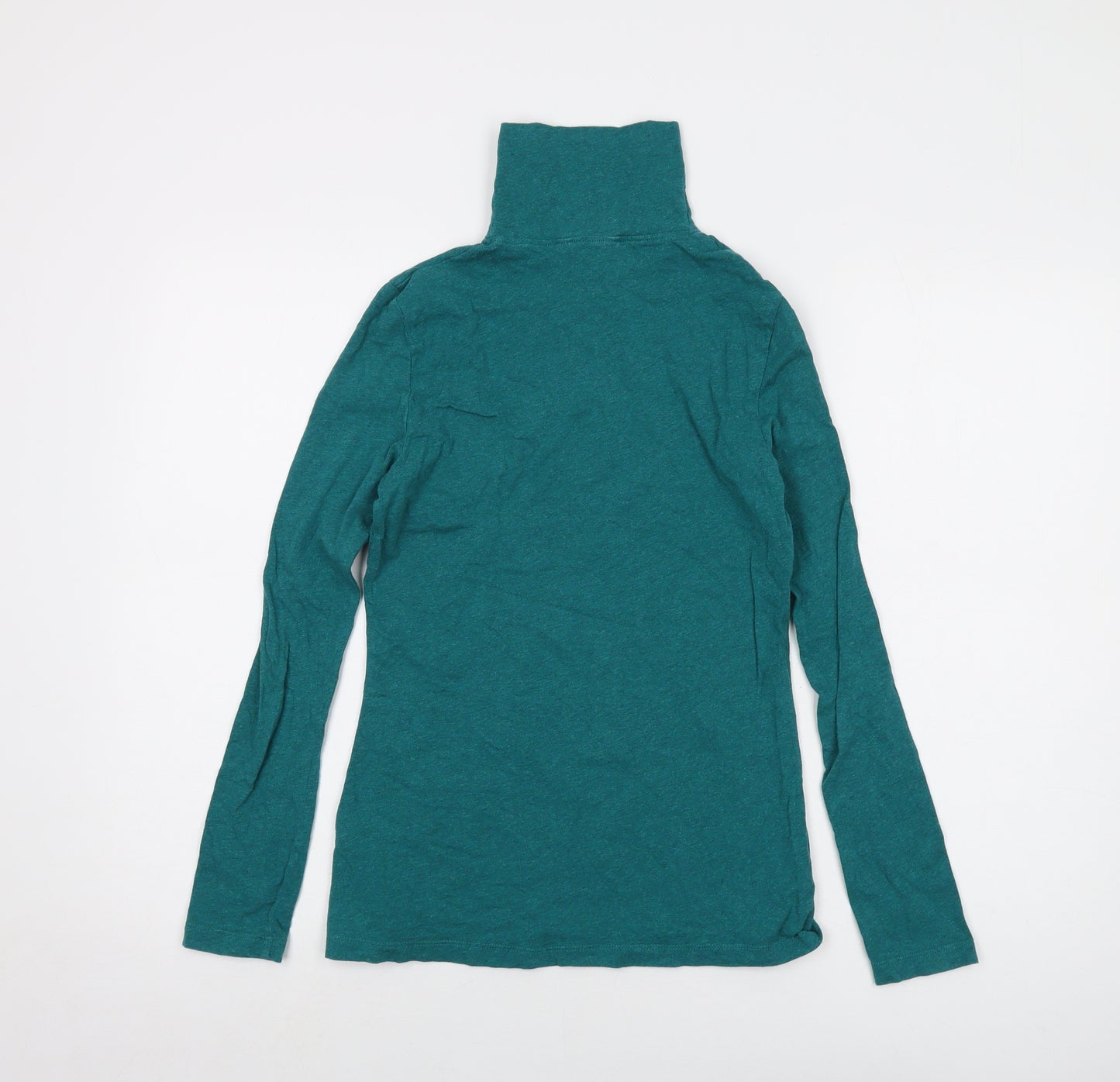 Seasalt Womens Green Cotton Basic T-Shirt Size 8 Roll Neck