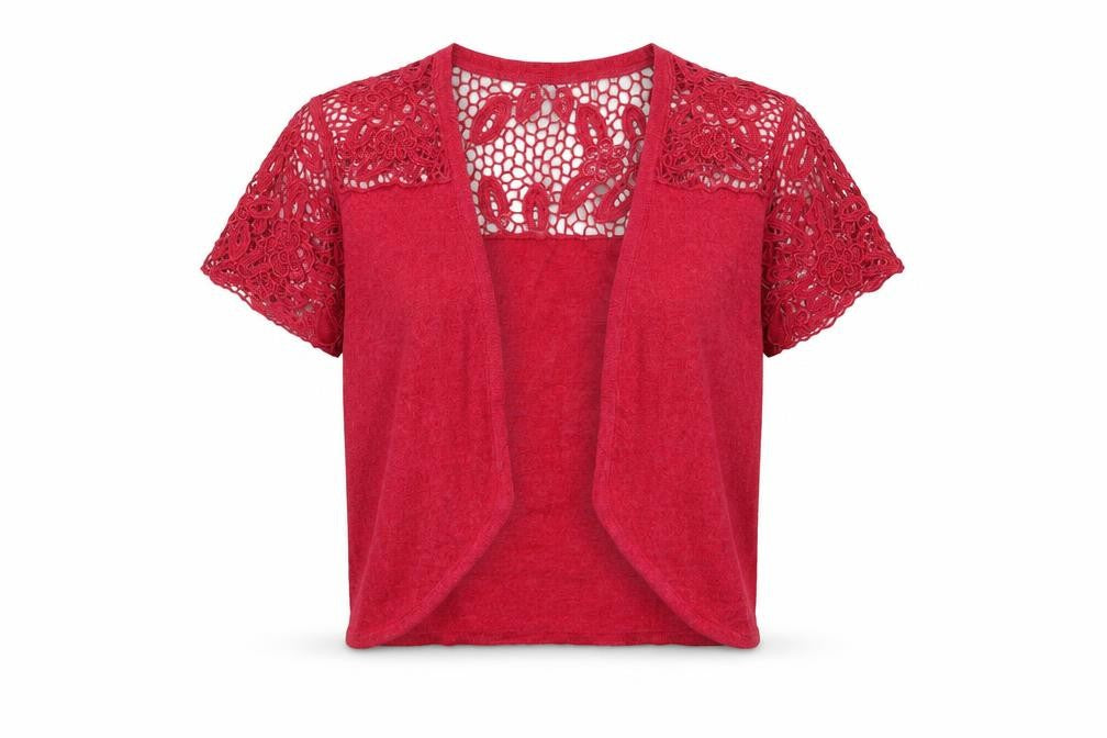Front view of //text.. women’s pink v-neck viscose shrug jumper, size M