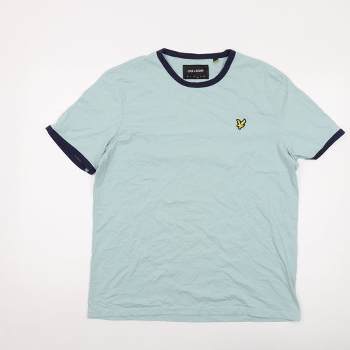 Lyle & Scott Mens Green Cotton T-Shirt Size L Crew Neck