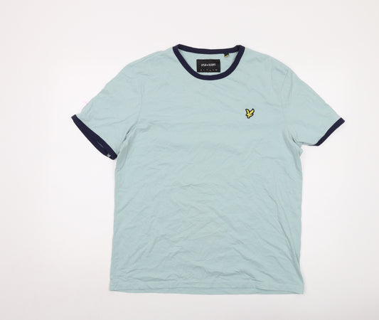 Lyle & Scott Mens Green Cotton T-Shirt Size L Crew Neck