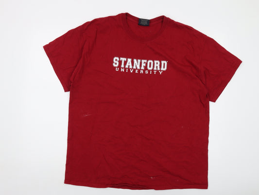 Stanford Mens Red Cotton T-Shirt Size XL Crew Neck