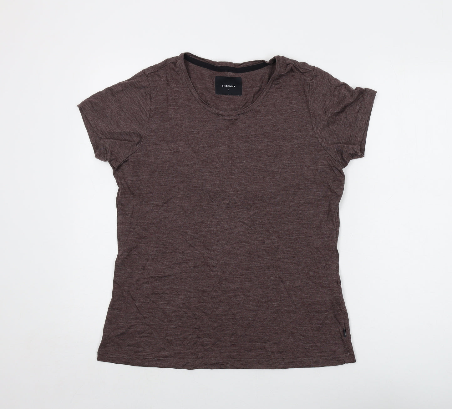 Rohan Womens Brown Wool Basic T-Shirt Size L Round Neck