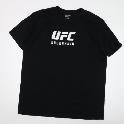 UFC Mens Black Cotton T-Shirt Size 2XL Crew Neck