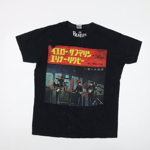 The Beatles Mens Black Cotton T-Shirt Size M Crew Neck - Vintage