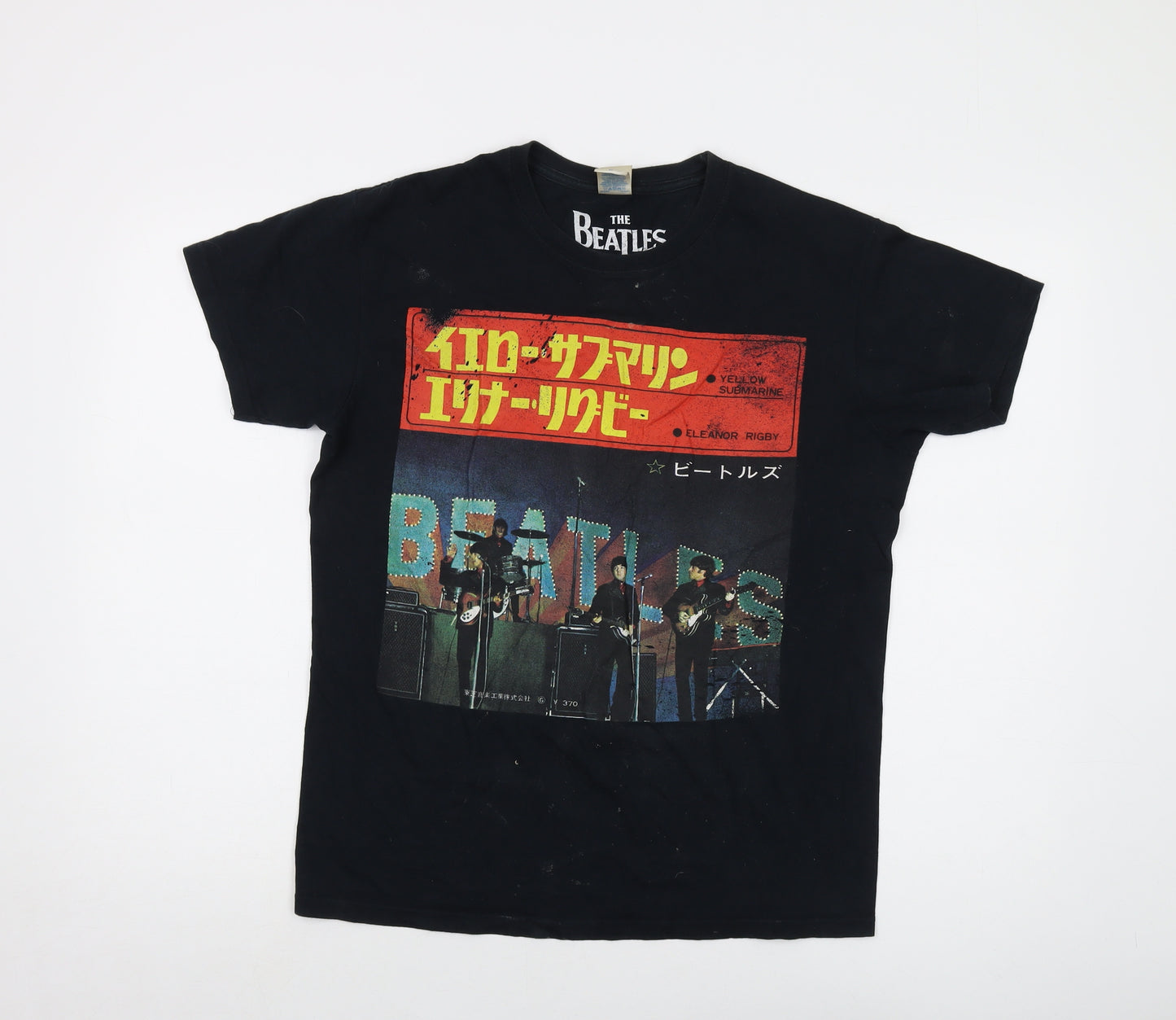 The Beatles Mens Black Cotton T-Shirt Size M Crew Neck - Vintage