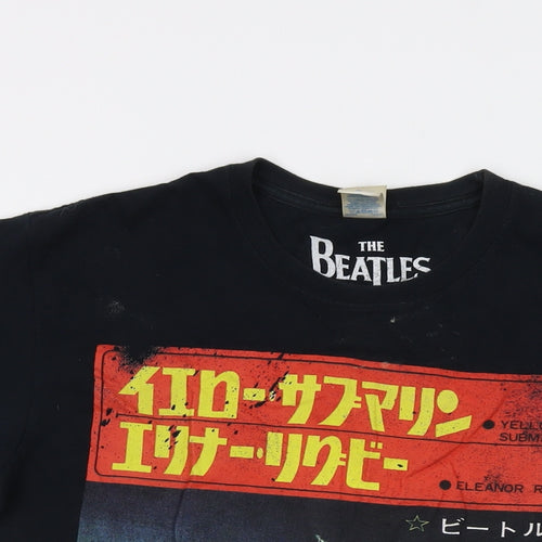 The Beatles Mens Black Cotton T-Shirt Size M Crew Neck - Vintage