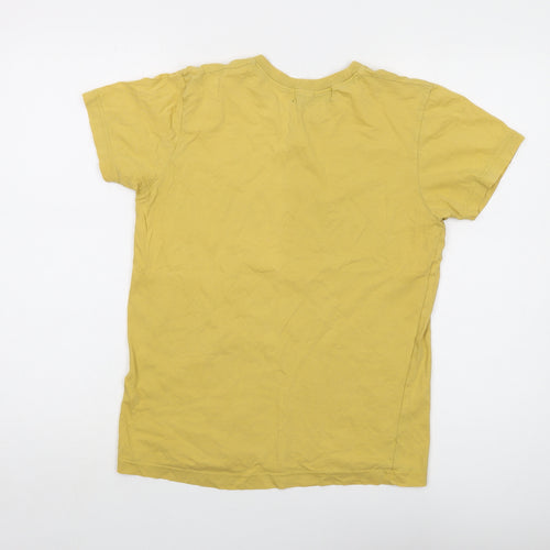 Scene Womens Yellow Cotton Basic T-Shirt Size M Crew Neck