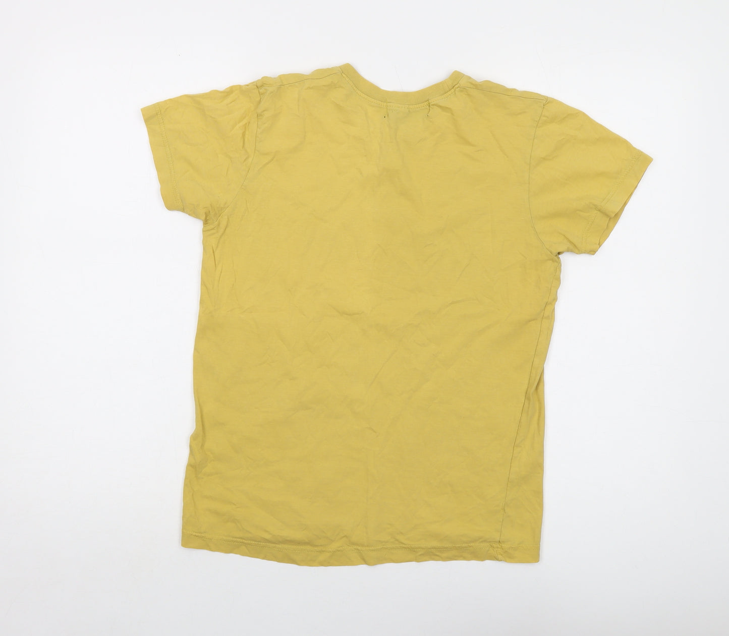 Scene Womens Yellow Cotton Basic T-Shirt Size M Crew Neck