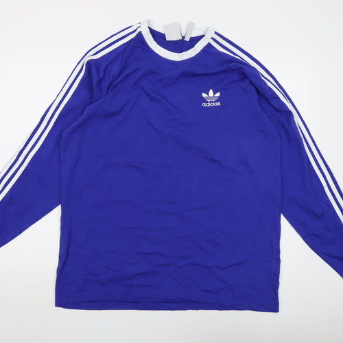 adidas Mens Blue Cotton T-Shirt Size XL Crew Neck