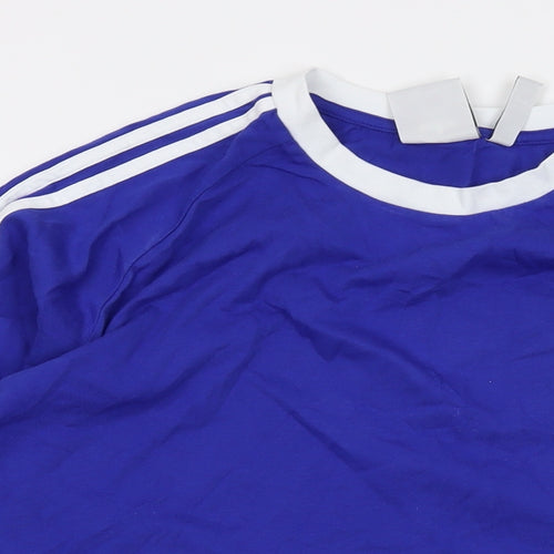 adidas Mens Blue Cotton T-Shirt Size XL Crew Neck