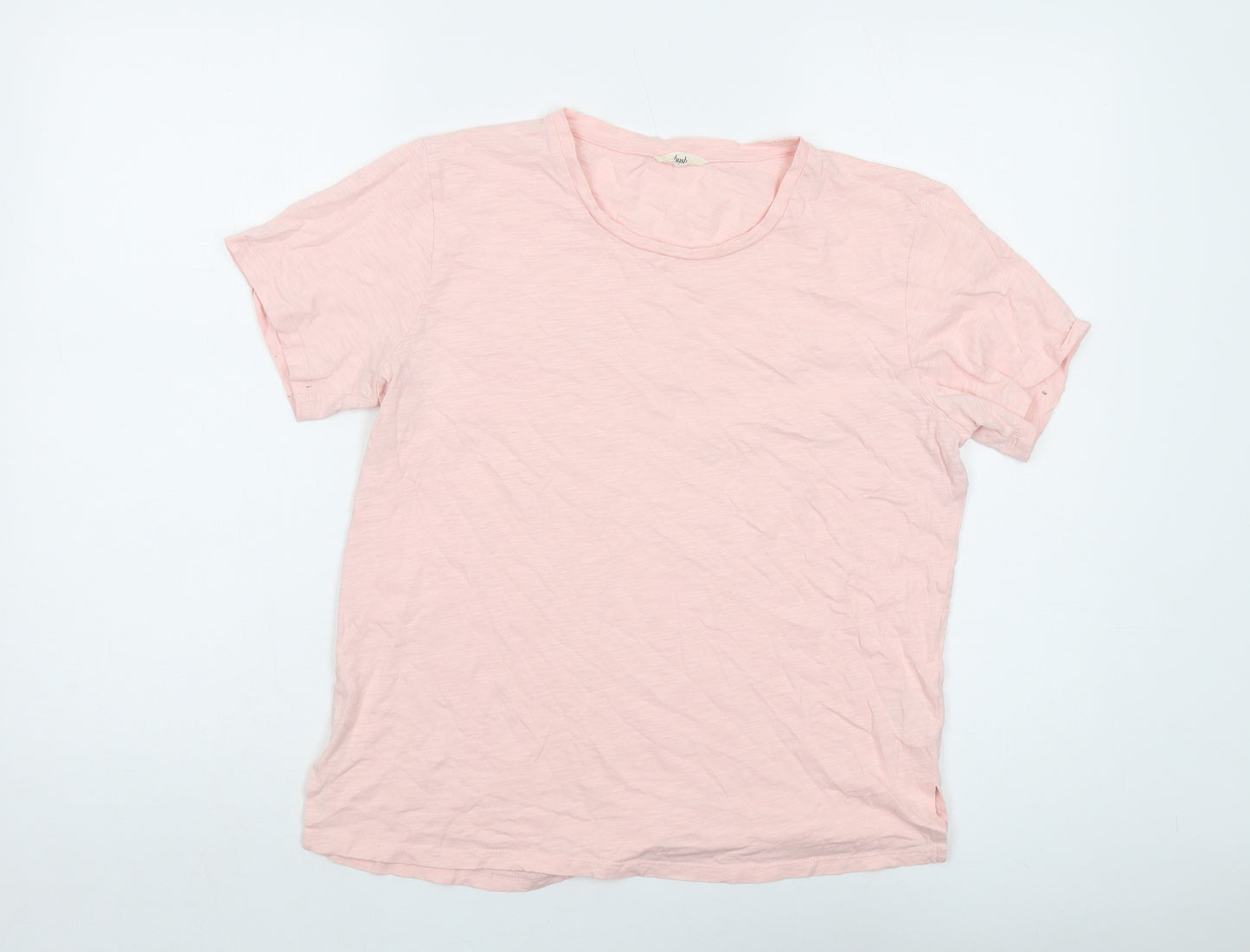 Hush Womens Pink Cotton Basic T-Shirt Size S Round Neck