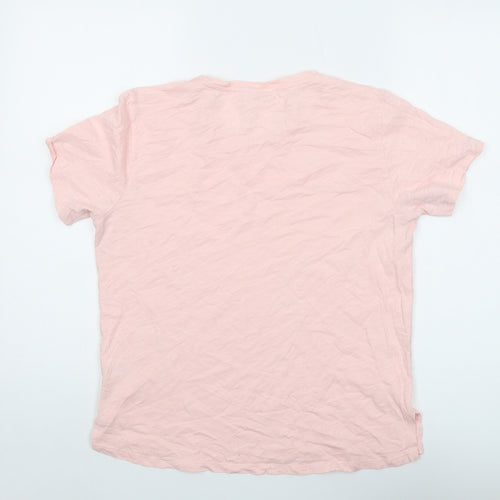 Hush Womens Pink Cotton Basic T-Shirt Size S Round Neck