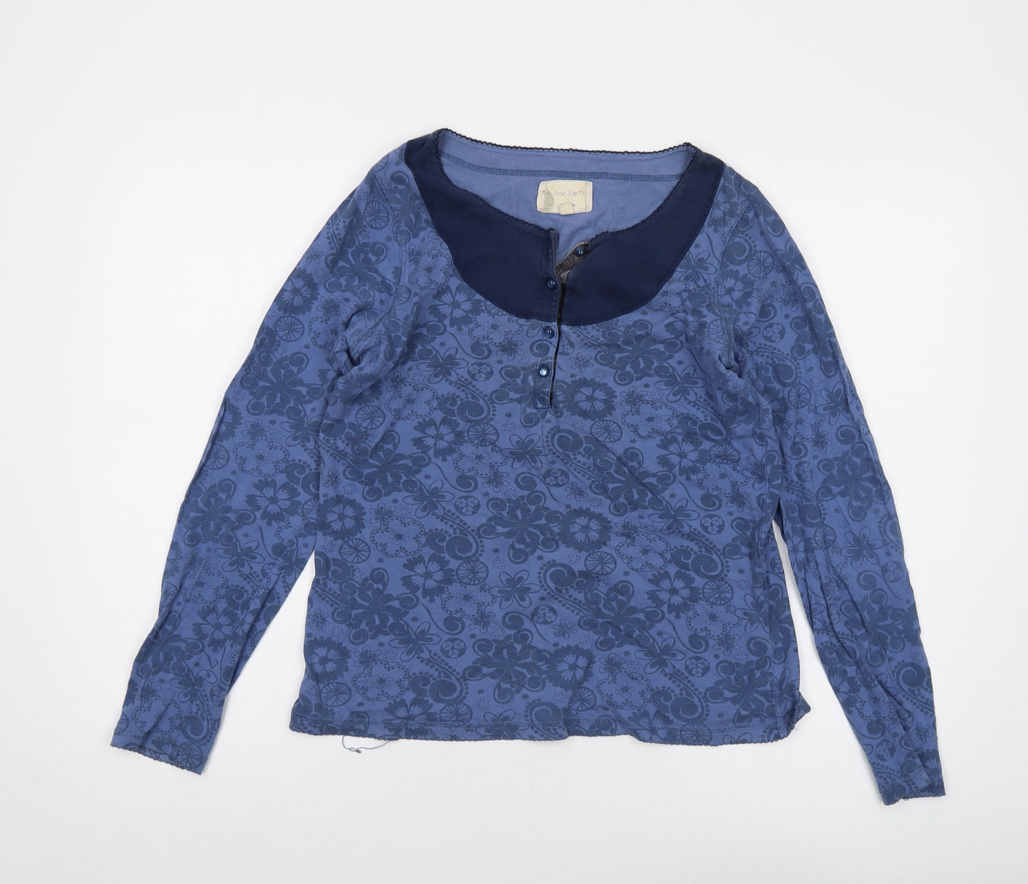 Peter Storm Womens Blue Geometric Cotton Basic T-Shirt Size 12 Round Neck