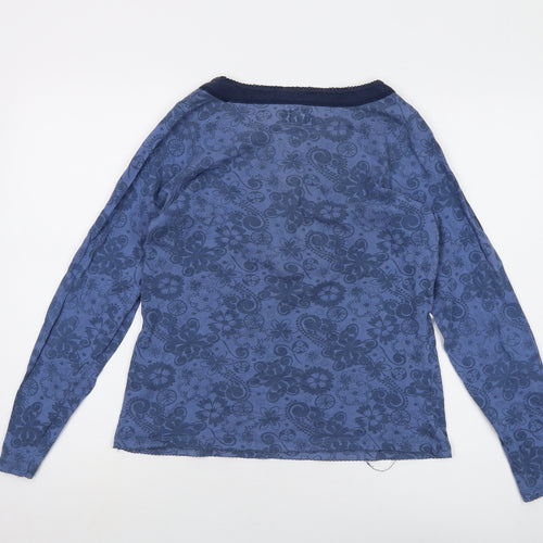 Peter Storm Womens Blue Geometric Cotton Basic T-Shirt Size 12 Round Neck