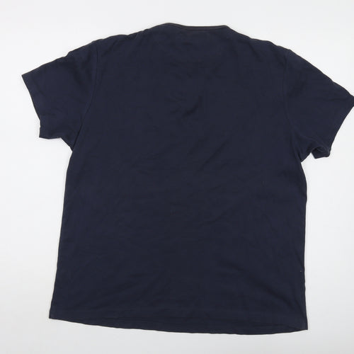 fcuk jeans Mens Blue Cotton T-Shirt Size L Crew Neck