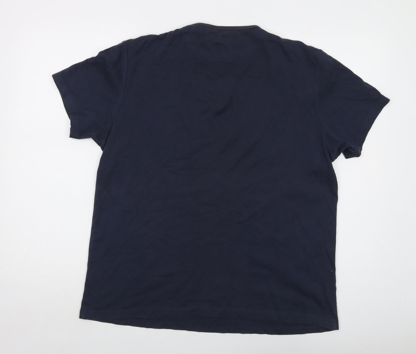 fcuk jeans Mens Blue Cotton T-Shirt Size L Crew Neck